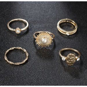 5 pc Gold knuckle rings set